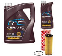 Olio Motore Set Mannol 5W-30 Ceramica Plus 6 Litro + Filtro per Audi A6 Skoda VW