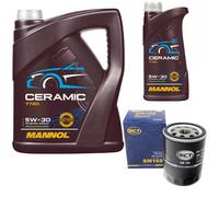 Olio Motore Set Mannol 5W-30 Ceramica Plus 6 Litro + Filtro per Smart Forfour