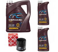 Olio Motore Set Mannol 5W-30 Ceramica Plus 7 Litro + Filtro per Chrysler 300 C
