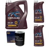 Olio Motore Set Mannol 5W-30 Ceramica Plus 7 Litro + Filtro per Peugeot Boxer