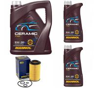 Olio Motore Set Mannol 5W-30 Ceramica Plus 7 Litro + Olio per Mercedes