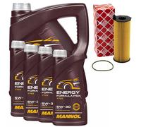 Olio Motore Set Mannol 5W-30 Energia Formula PSA 9 Litro + Filtro per Audi A6 A8