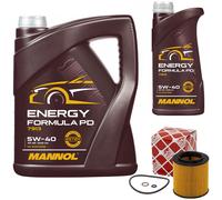 Olio Motore Set Mannol 5W-40 Api Sn 6 Litro + Filtro per BMW 4er 428i X4 3er