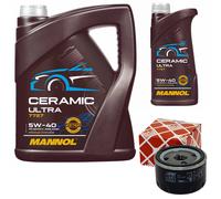 Olio Motore Set Mannol 5W-40 Ceramica 6Liter + per Nissan Opel Renault Volvo