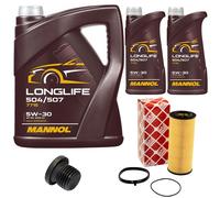 Olio Motore Set Mannol 5W30 7 Litro + Filtro Olio+Vite per Audi A4 A5 A6 A7 Q7