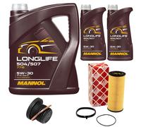 Olio Motore Set Mannol 5W30 7 Litro + Filtro Olio+Vite per Audi A4 A5 A6 A7 VW