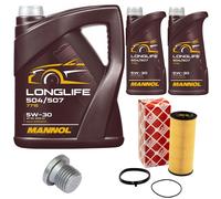 Olio Motore Set Mannol 5W30 7 Litro + Filtro Olio+Vite per Audi A4 A5 A8 3.0