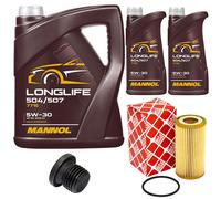 Olio Motore Set Mannol 5W30 7 Litro + Filtro Olio+Vite per Audi A4 Avant Q7