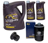 Olio Motore Set Mannol 5W30 7 Litro + Filtro Olio+Vite per VW Amarok 2.0 160 Ps
