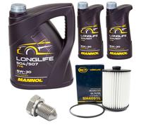 Olio Motore Set Mannol 5W30 7 Litro + Filtro Olio+Vite per VW Touareg 3.6 FSI