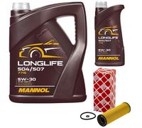 Olio Motore Set Mannol 5W30 Longlife Api Sn 6 Litro + Filtro per Skoda VW Passat