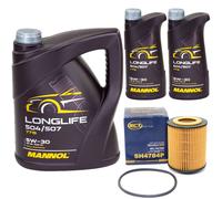 Olio Motore Set Mannol 5W30 Longlife Api Sn 7 Litro + Filtro Olio,per Audi A6