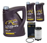 Olio Motore Set Mannol 5W30 Longlife Api Sn 7 Litro + Filtro per Audi A6 Avant