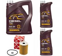 Olio Motore Set Mannol Diesel Tdi 5W-30 7 Litro + Filtro per Chevrolet Opel 2.0