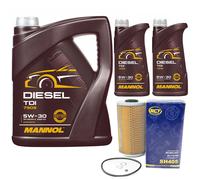 Olio Motore Set Mannol Diesel Tdi 5W-30 Api 7 Litro + Filtro per BMW 5er 525