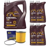 Olio Motore Set Mannol Diesel Tdi 5W-30 Api 9 Litro + Filtro Olio per Nissan