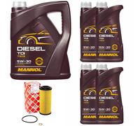 Olio Motore Set Mannol Diesel Tdi 5W-30 Api 9 Litro + Filtro per BMW 7er 730 E65