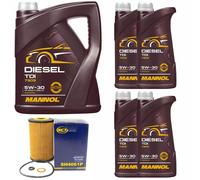 Olio Motore Set Mannol Diesel Tdi 5W-30 Api 9 Litro + Filtro per Nissan