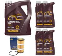 Olio Motore Set Mannol Diesel Tdi 5W-30 Api 9 Litro + Filtro per Opel Movano B
