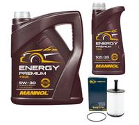 Olio Motore Set Mannol Energia 5W-30 6 Litro + Filtro per Seat VW Vans V 1.9