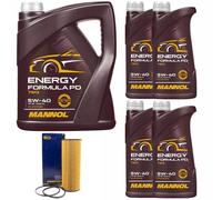 Olio Motore Set Mannol Energia Formula 5W-40 9 Litro + Filtro per Audi A6 VW 3.0