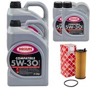 Olio Motore Set SAE 5W-30 Plus Meguin 12 Litro + Filtro per Audi A8 4.0 Tdi 4E2