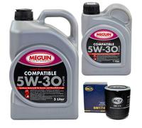Olio Motore Set SAE 5W-30 Plus Meguin 6 Litro + Filtro Olio per Audi Skoda VW