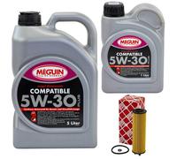 Olio Motore Set SAE 5W-30 Plus Meguin 6 Litro + Filtro per Audi Q3 Seat Skoda VW