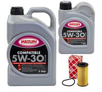 Olio Motore Set SAE 5W-30 Plus Meguin 6 Litro + Filtro per Dacia Mercedes Nissan
