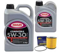 Olio Motore Set SAE 5W-30 Plus Meguin 6 Litro + Filtro per Nissan x-Trail 2.2