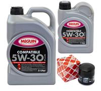 Olio Motore Set SAE 5W-30 Plus Meguin 6 Litro + Filtro per Nissan x-Trail Subaru