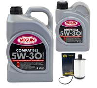 Olio Motore Set SAE 5W-30 Plus Meguin 6 Litro + Filtro per Opel Antara 2.2 CDTI