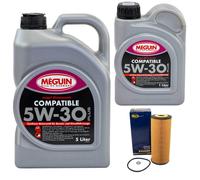 Olio Motore Set SAE 5W-30 Plus Meguin 6 Litro + Filtro per Seat Leon 2.8 Cupra 4