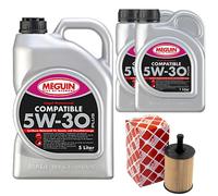 Olio Motore Set SAE 5W-30 Plus Meguin 7 Litro + Filtro per VW Transporter V 1.9