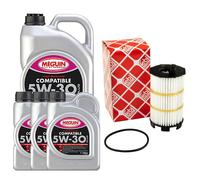 Olio Motore Set SAE 5W-30 Plus Meguin 8 Litro + Filtro Olio per Audi A8 4.2 FSI