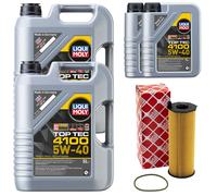 Olio Motore Set Top Tec 4100 5W-40 Liqui Moly 12 Litro + Filtro per Audi A8 4.0