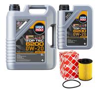 Olio Motore Set Top Tec 6200 0W-20 Liqui Moly 6 Litro + Filtro per Audi A4 A5 Q5