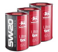 Olio Motore Wolver 5W20 Ultratec API SN ILSAC GF 5 Lubrificante 3 Litri