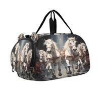 Olio Opere D'arte Cavalli Borsa Sportiva da Nuoto e Palestra con Scomparto per Scarpe Borsa da Viaggio per Il Fine Settimana Borsone per Ragazzi