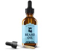 Olio per barba Striking Viking per uomini - Balsamo naturale a base di olio di mandorla, tea tree, argan e jojoba per favorire la crescita (60 ml (Confezione da 1), Blue Ocean)