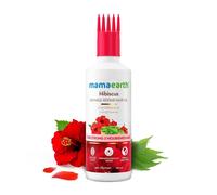 Olio per capelli Mamaearth Hibiscus Damage Repair con foglie di ibisco e curry
