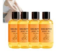 Olio per il corpo al burro di karité, olio nutriente per la doccia per la pelle secca, con burro di karité e vitamina E per un'idratazione più ricca, pelle morbida, doccia e bagno (4 pezzi)