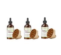 Olio per la crescita dei capelli al rosmarino, olio per rinforzare e ispessire i capelli, con massaggiatore in silicone per il cuoio capelluto, siero anticaduta, olio nutriente (3pcs)