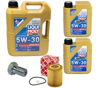 Olio per Motore Set 5W-30 Liqui Moly 7 Litro + Filtro Olio+Vite per BMW 3er 5er