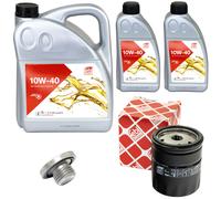 Olio per Motore Set Febi SAE 10W-40 7 Litro + Filtro Olio+Vite per Opel Frontera