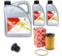 Olio per Motore Set Febi SAE 5W-40 7 Litro + Filtro Olio+Vite per Porsche