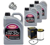 Olio per Motore Set Filtri 5W-30 Plus Meguin 8 Litro + Vite per Mercedes