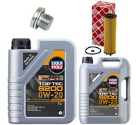 Olio per Motore Set Filtri 6200 0W-20 Liqui Moly 6 Litro + Vite per VW Tiguan