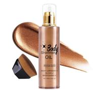 Olio per shimmer, 100 ml, con pennello per il trucco, olio liquido con glitter sottili, perfetto per la spiaggia e il look sexy, modella il contorno del corpo, garantisce una pelle più luminosa