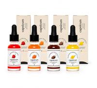 Olio Piccante al Peperoncino Capsicum Set Degustazione | 4 Flaconcini Assortiti Carolina, Orange, Chocolate, Yellow | Olio al Peperoncino Piccante a gocce Ricarica per Oliera Made in Italy